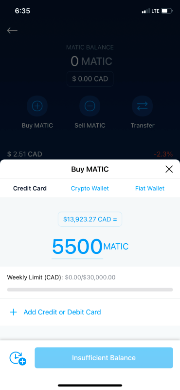 Purchaseing MATIC on Crypto.Com