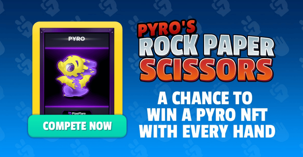 win free nfts crypto and more by playing pyro's rock paper scissors